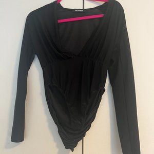 Missguided Longsleeve Black Bodysuit